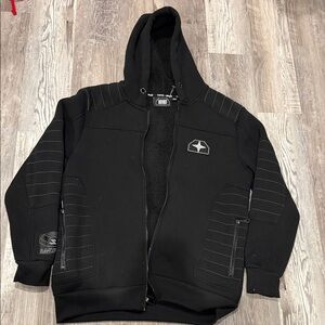 Black Military-Style Hooded Jacket